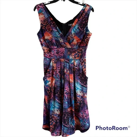 roz and ali cocktail dresses Roz & Ali Women Cocktail Career Formal Sleeveless Layer Dress Size 14 Ocean Blue